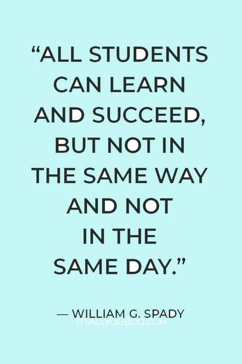 "All students can learn and succeed, but not in the same way and not in the same day" — William G. Spady. Are you a teacher who wants to set SMART goals? Click here for 20 SMART goals for teacher examples for the year, including professional, personal, and long-term goals. Each goal example is helpful for teachers and for students to have an amazing school year. Plus, get your FREE Printable SMART goals setting template and worksheet. Teachers And Students Quotes, Quote Of The Day For Students, Teacher And Student Quotes, Quotes About Children Learning, Teaching Decor, Students Quotes, Teacher Goals, Student Quotes, Teacher Prayer