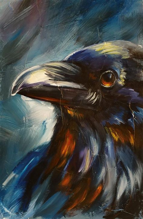 Raven Abstract Art, Raven Painting Acrylic Tutorial, Raven Oil Painting, Raven Acrylic Painting, Raven Painting Acrylic, Crow Painting Acrylic, Witchy Art Painting, Crows Painting, Bae Tattoo