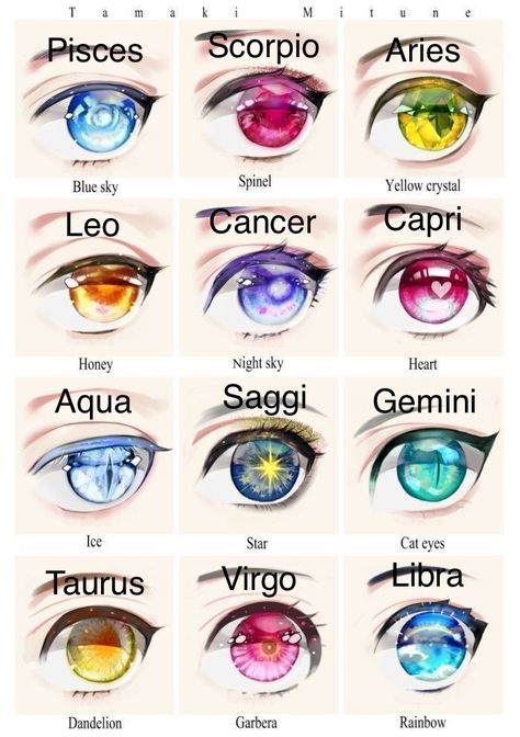 Hair Styles Art, Zodiac Signs Animals, Eye Color Chart, Zodiac Signs Pictures, Zodiac Sign Fashion, Zodiac Characters, Elemental Magic, Eyes Artwork, Zodiac Funny