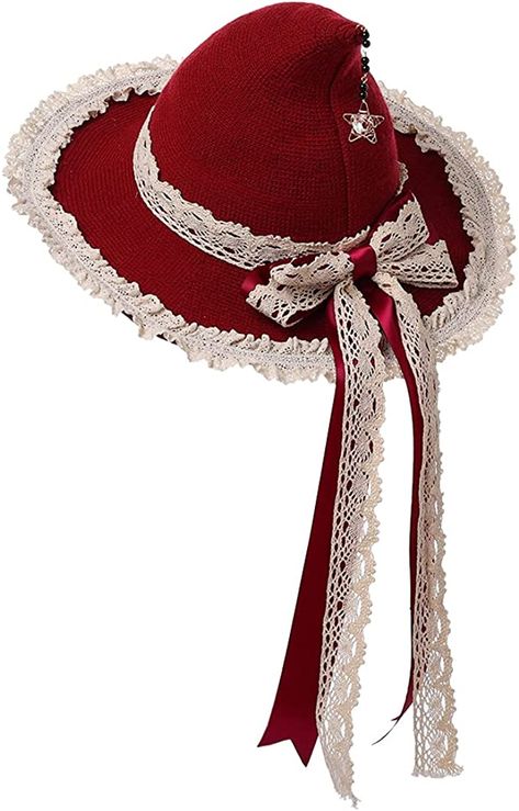 Women Witch Hat Wool Knit Cap for Halloween Christmas Costume Party (Red beige) : Amazon.co.uk: Toys & Games Decorated Witches Hats, Cute Witch Hat, Christmas Costume Party, Gothic Cosplay, Kawaii Hat, Witchy Room, Hat Diy, Wizard Hat, Steampunk Hat