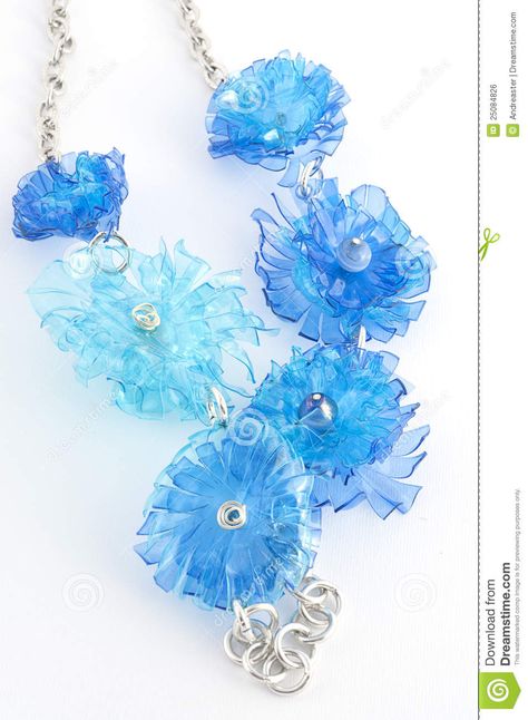 Ecojewelry Necklace From Recycled Plastic Bottles - Download From Over 52 Million High Quality Stock Photos, Images, Vectors. Sign up for FREE today. Image: 25084826 Upcycle Plastic, Plastic Bottle Flowers, Plastic Bottle Art, Diy Plastic Bottle, Plastic Recycling, Diy Upcycling, Bottle Jewelry, Plastic Bottle Crafts, Plastic Crafts