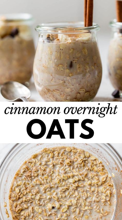 Chocolate Chip Overnight Oats, Healthy Recipes Breakfast, Cinnamon Overnight Oats, Overnight Oats Recipe Easy, Overnight Oats With Yogurt, Easy Overnight Oats, Oat Recipes Healthy, Overnight Oats Recipe Healthy, Overnight Oats Healthy