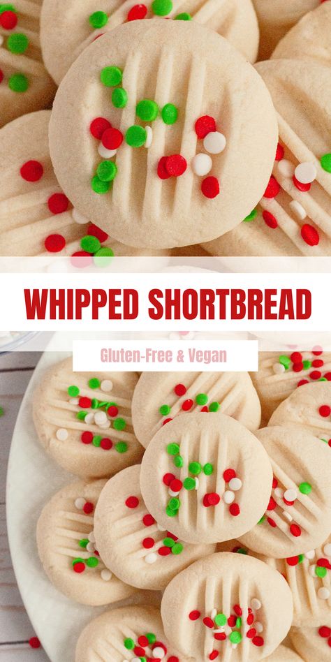 Nut Free Holiday Cookies, Gf Whipped Shortbread Cookies, Gluten Free Cookie Press Cookies, Gluten Free Meltaway Cookies, Vegan Soft Sugar Cookies, Gf Butter Cookies, Allergen Free Christmas Cookies, Holiday Gluten Free Recipes, Egg Free Cookies Christmas