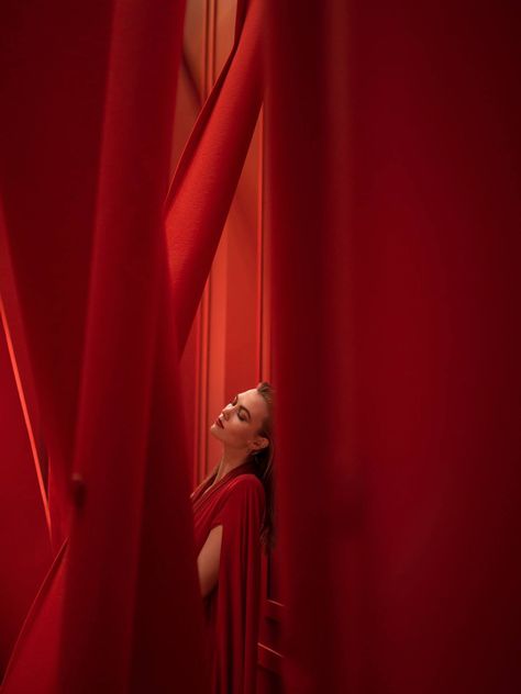 Red Studio, Red Curtains, Photoshoot Themes, Fashion Photography Inspiration, Photoshoot Concept, Pink Lady, New Paris, Cinematic Photography, Creative Portraits