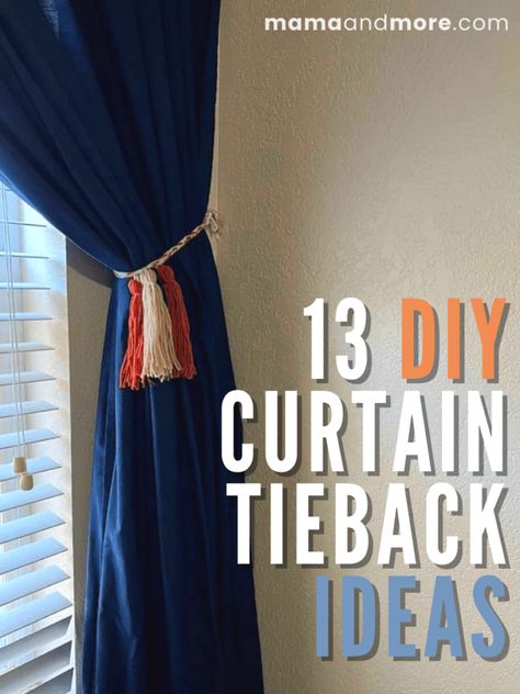 Curtain Tie Back Ideas, Curtain Tie Backs Diy, Boys Room Curtains, Dorm Room Curtains, Diy Curtain, Tie Ideas, Small Curtains, Cheap Curtains, Kid Friendly Crafts