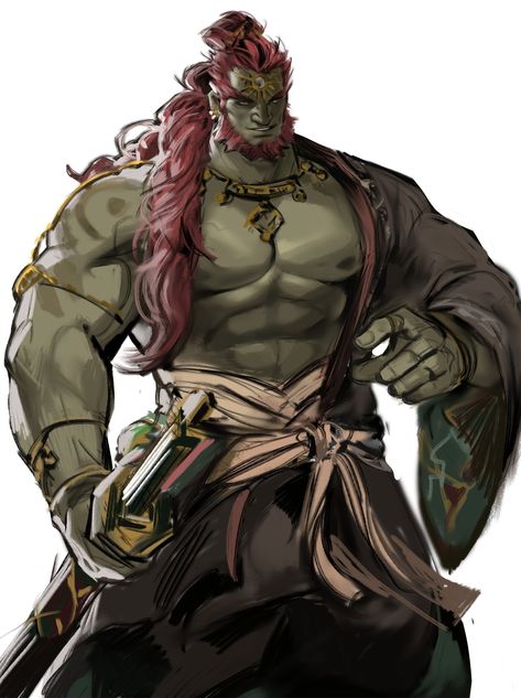 Hot Ganondorf Fanart, Yakutian Clothing, Gannon Zelda, Rehydrated Ganon, Ganondorf Fanart, Zelda Drawing, Characters Inspiration Drawing, Dragon King, Zelda Art