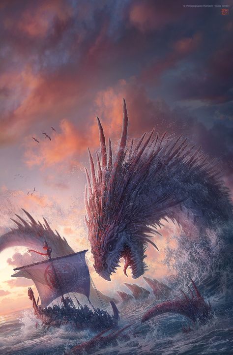 Kerem Beyit, World Serpent, Fantasy Beasts, 다크 판타지, Dragon Pictures, Fantasy Creatures Art, Fantasy Monster, Dragon Artwork, Mythical Creatures Art