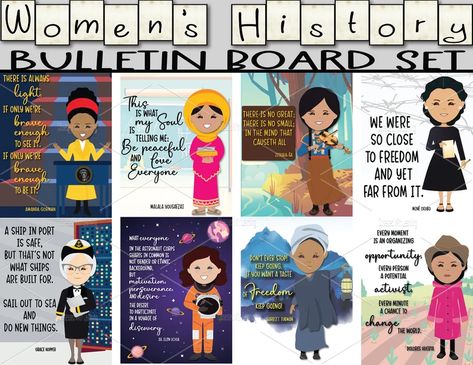 Women's History Month Posters Bulletin Board Women in | Etsy Womens History Month Bulletin Board, Diversity Bulletin Board, Modern Farmhouse Classroom, History Chicks, Classroom Bulletin Board Ideas, Womens History, Women History, Amanda Gorman, Farmhouse Classroom