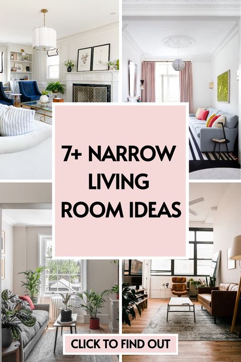 7 narrow living room ideas Long Slim Living Room Ideas, Narrow Den Layout, Narrow Living Room Inspiration, Small Rectangular Living Room, Long Rectangle Living Room Layout, Townhouse Living Room Ideas, Long Narrow Living Room Layout, Narrow Living Room Layout, Narrow Living Room Ideas