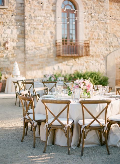 Wedding Table Placement, California Winery Wedding, Aisle Flowers, Wedding Winter, Outdoor Reception, Chair Decorations, Wedding Chairs, Reception Table, Wedding In The Woods