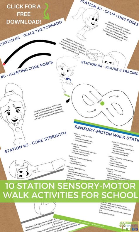 Sensory Paths Free Printable, Sel Strategies, Sensory Stations, Midline Crossing, Sensorial Activities, Vestibular Activities, Sensory Pathways, Sensory Path, School Hallway