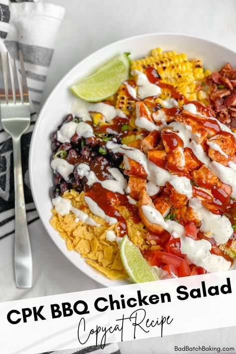 Cpk Bbq Chicken Chopped Salad, Cpk Bbq Chicken Salad Copycat, Chicken Salad Chick Copycat Recipes Bbq, Bbq Chicken Chopped Salad, Ranch Chicken Salad Recipe, Cold Sides, Awesome Salads, Salad Copycat, Restaurant Copycat Recipes