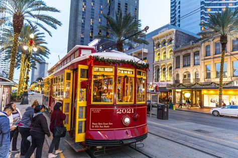 How to celebrate Christmas time in New Orleans Christmas New Orleans, Christmas In New Orleans French Quarter, New Orleans Winter, Christmas In New Orleans, New Orleans Christmas Ornaments, New Orleans Transportation, New Orleans Christmas, Outdoor Beer Garden, Downtown New Orleans