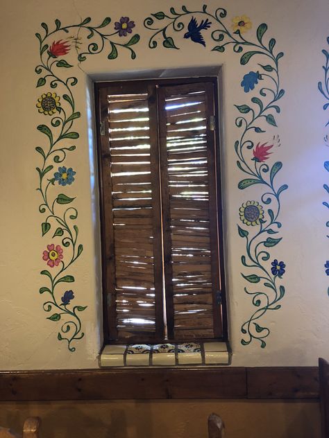 Hidden Paintings In House, Door Murals Painted Easy, Traditional Wall Art Indian, Painted Archway, Mexican Windows, House Paint Design, Window Mural, Colorful Room Decor, Wall Art Diy Paint