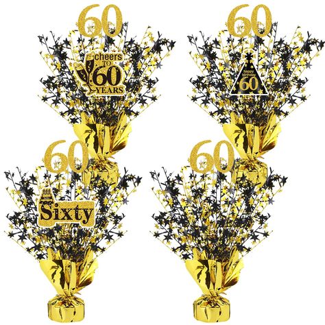 PRICES MAY VARY. 60Th Anniversary Party Decor: our 60th anniversary centerpieces and cards can be applied as ideal wedding anniversary decorations for most meaningful dates related to the 60th, like 60th wedding anniversary, happy 60th birthday party, 60th party celebration, suitable for indoor and outdoor usages Creative Combination: you will get 4 pcs black and gold centerpieces with 3 pcs 60th sign cutouts, 12 sticks of each table centerpiece; Our cards feature different patterns, including [ 50th Anniversary Table Decorations, 30th Anniversary Decorations, 60th Wedding Anniversary Decorations, 50th Birthday Table Decorations, 50th Anniversary Centerpieces, 60th Birthday Centerpieces, Black And Gold Centerpieces, Wedding Party Table Decor, Anniversary Centerpieces