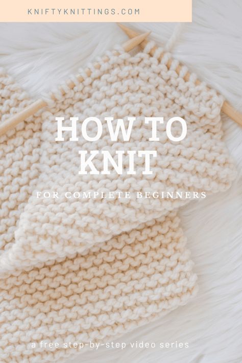 How to knit for beginners - Learn to knit a scarf from start to finish with free video tutorials! #knitting #howtoknit #kniftyknittings #knittingtutorials Knitting A Scarf, Knitting Beginners, Knit Stitches For Beginners, Knit For Beginners, Knit A Scarf, Learning To Knit, Knitting Basics, Beginner Knitting, Beginner Knitting Patterns