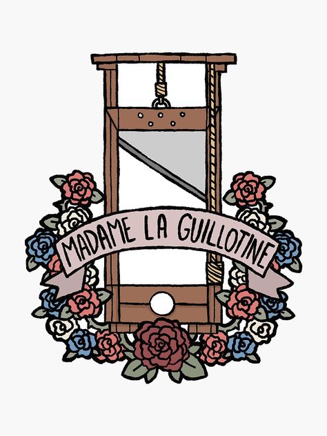 "french revolution sticker set- guillotine (fancy version)" Sticker by lesincroyables | Redbubble French Revolution Poster Ideas, French Revolution Drawing Easy, French Revolution Poster Project Ideas, French Revolution Tattoo, French Revolution Drawing, Guillotine Aesthetic, French Revolution Poster, Guillotine Art, French Revolution Aesthetic