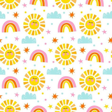 School Wall Art, Animal Print Wallpaper, Clouds Pattern, Clip Art Borders, Pattern Images, Online Pattern, Boho Rainbow, Rainbow Pattern, Retro Flowers