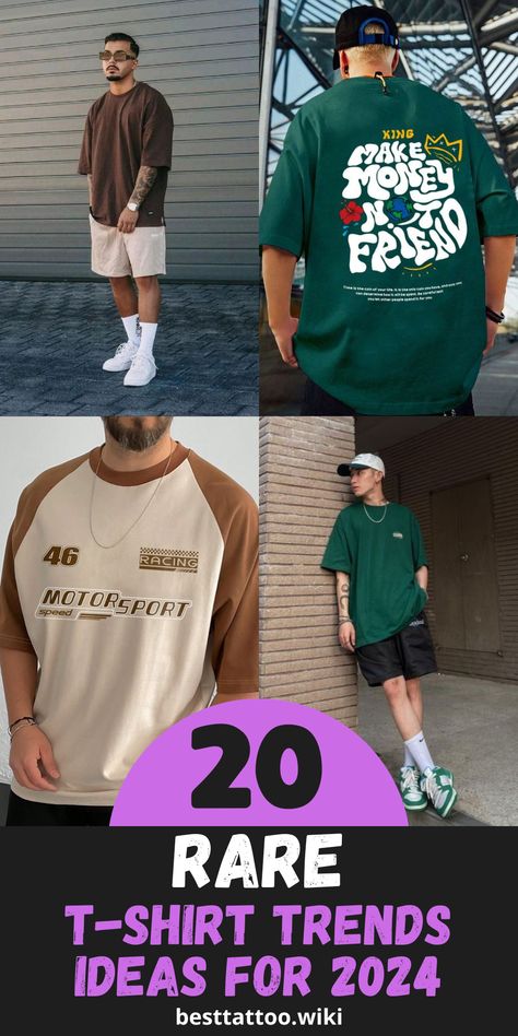 Discover the Top 20 Men’s T-Shirt Trends for 2024: Bold Statements, Artistic Designs & More! Trending Tshirt Designs Graphic Tees, T Shirt Design Trends 2024, New Shirt Design For Men, T Shirt Trends, Grafic Tees, Vintage Logos, Bold Statements, Trends For 2024, Shirt Designs For Men