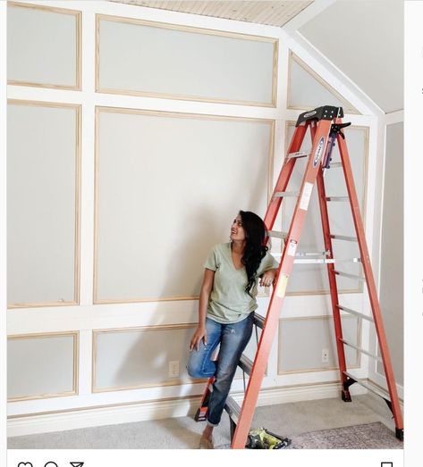 Guest Room Makeover, Guest Bedroom Design, L Design, Guest Bedroom Decor, Ceiling Detail, Ceiling Treatments, Vintage Dining Room, Wall Trim, Step Ladder