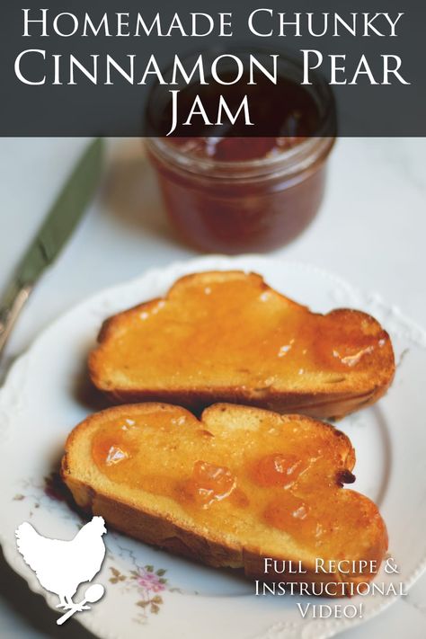 Cinnamon Pear Jam, Preserve Pears, Pear Jam Recipe, Cosmopolitan Cornbread, Canning Jam Recipes, Pepper Jelly Recipes, Pear Jam, Canning Jam, Apple Cider Caramels