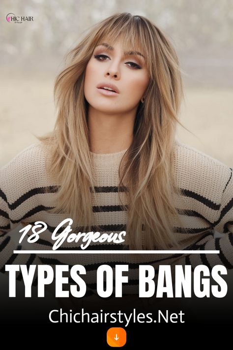 Feathered bangs with flirty long layers Hair Fringes For Long Hair, Party Hairstyles For Long Hair With Bangs, Cute Bangs Hairstyles Long Hair, Goldie Hawn Bangs, Wispy Bangs For Thick Hair, Hairstyle For Long Hair With Bangs, Layers And Fringe Bangs, Feathered Hairstyles With Bangs, Bardot Bangs Long Hair