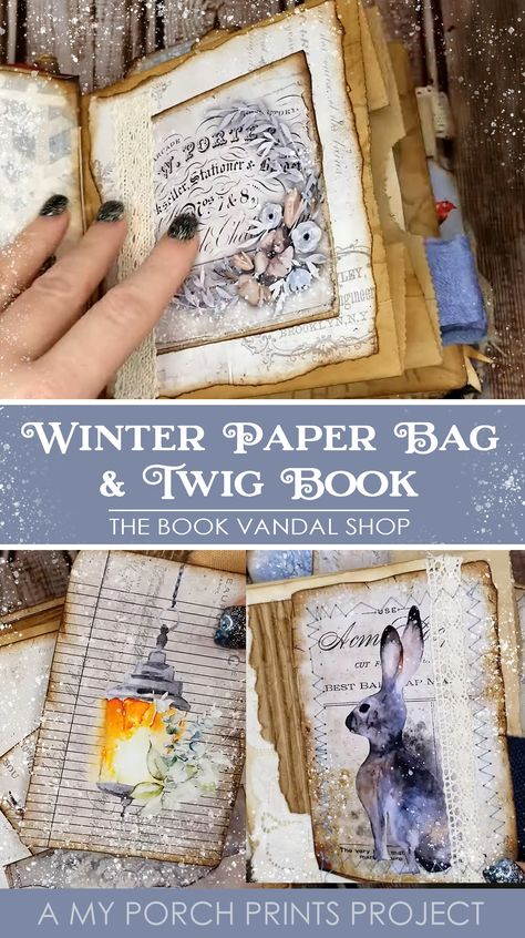 Paper Bag Journal Diy, Paper Bag Junk Journal Tutorial, Paper Bag Journal, Decorating Journal, Agenda Vintage, Jessie Chorley, Winter Journal, Paper Bag Books, My Porch Prints