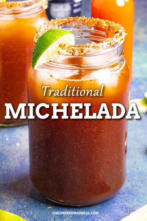 Chamoy Michelada Recipe, Clamato Michelada Recipe, Spicy Michelada Recipe, Michelada Mix Recipe For Party, Easy Michelada Recipe, Chelada Recipe Beer, Michelada Recipe Mexican Chamoy, Non Alcoholic Michelada, Drinks With Chamoy