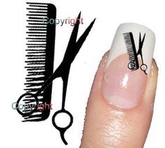 Hair Stylist Nail Art, Scissor Nail Art, Hairdresser Tattoo, Hairstylist Nails, Barber Pictures, Tattoo Nail Art, Hairdresser Tattoos, Quick Food Ideas, Salon Tattoo