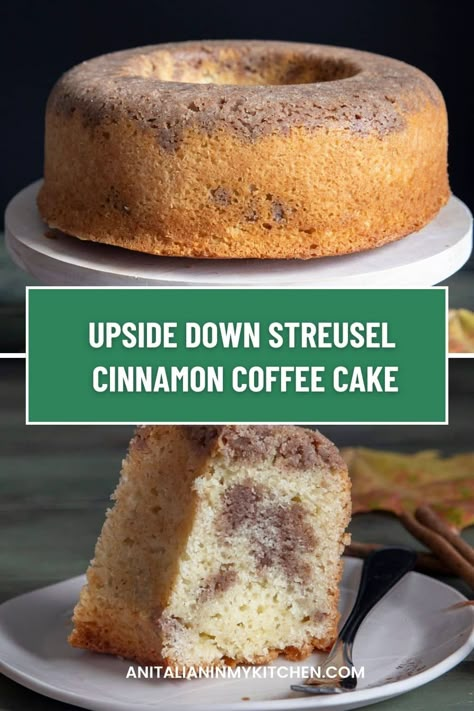 With the warm comforting flavors of cinnamon streusel and a rich, buttery cake, this Upside Down Streusel Cinnamon Coffee Cake is baked in a bundt cake pan so it can be served upside down. It’s not only visually appealing but will brighten any breakfast or brunch table! Coffee Cake Bundt, Banana Crumb Cake, Cinnamon Streusel Coffee Cake, Streusel Coffee Cake, The Best Cakes, Cinnamon Coffee Cake, Sour Cream Coffee Cake, Cinnamon Streusel, Recipe For Breakfast