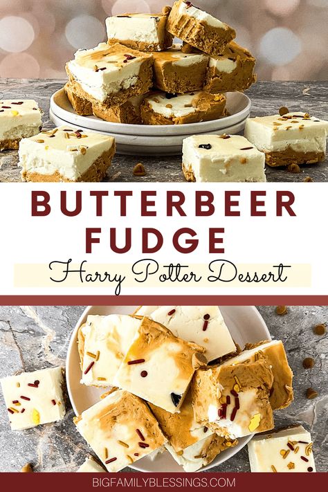 Unique Fudge Recipes, Fudge Harry Potter, Fudge Ideas, Frosting Fudge, Butterbeer Fudge, Harry Potter Chocolate, Harry Potter Butterbeer, Harry Potter Desserts, Appetizer Table