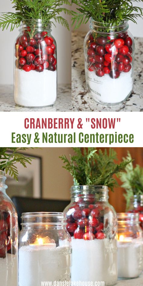 Cranberry Centerpiece Idea Fresh Cranberry Centerpiece, Christmas Centerpieces Cranberries, Christmas Centerpieces Mason Jars, Cedar Christmas Decor, Compost Ingredients, Christmas Centerpieces For Table, Cranberry Centerpiece, Diy Christmas Centerpieces, Thanksgiving Cranberry