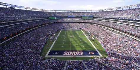 New York Giants Stadium, Giants Stadium, Nfl Stadiums, New York Giants Football, Metlife Stadium, Giants Football, Football Stadium, Weather And Climate, Football Stadiums