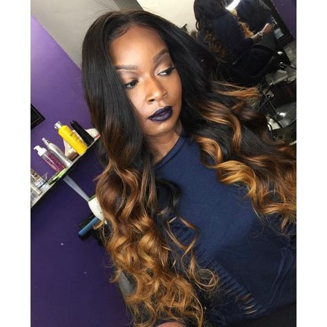 @woollffiie | MY HAIR SLAY HUNTY! | Pinterest | Wig, Extensions and... ❤ liked on Polyvore featuring beauty products, haircare and hair styling tools Ombre Bundles Sew Ins, Ombre Sew In Weave, Balayage Blond, Sew In Weave, Brazilian Hair Bundles, Goddess Hairstyles, Long Curls, Flat Twist, Model Fitness