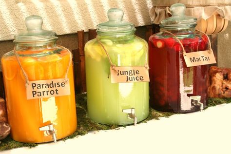 Yummy drinks at a Jungle Safari Party #junglesafari #partydrinks Safari Birthday Party Ideas, Jungle Safari Birthday Party, Jungle Safari Birthday, Lion King Baby Shower, Lion King Baby, Jungle Birthday Party, Jungle Safari Party, Zoo Party, Safari Birthday Party