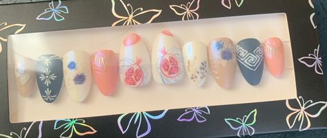 Short almond, matte, spring goddess themed Greek Mythology Nails, Greek Nails, Spring Goddess, Nails Inspired, Nail Drawing, Short Almond, Nail Art Designs Diy, Greek Gods, Nails Ideas