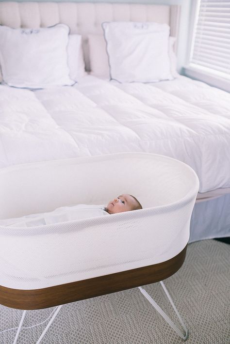 Liz Adams blogger review of the Happiest Baby SNOO smart sleeper. Bassinet Cover, Liz Adams, Adams Family, Bassinet Sheets, Sleep Schedule, Rain Cover, Happy Baby, Bassinet, 3 Months