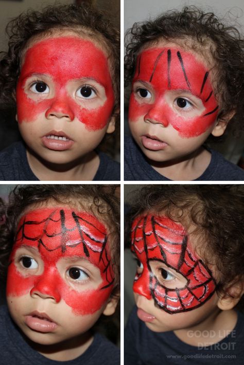 Spider Man Face Paint Easy, Spiderman Makeup, Spider Man Face Paint, Brown Matte Lipstick, Halloween Makeup For Kids, Halloween Makeup Diy, Halloween Makeup Easy, Face Painting Easy, Male Makeup