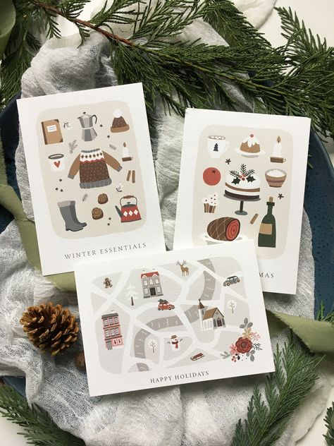 Greeting Card For Christmas, Christmas Card Layouts, Postcards Christmas, Card For Christmas, Christmas Card Illustration, Business Christmas Cards, Christmas Postcards, Happy Holiday Cards, Custom Christmas Cards