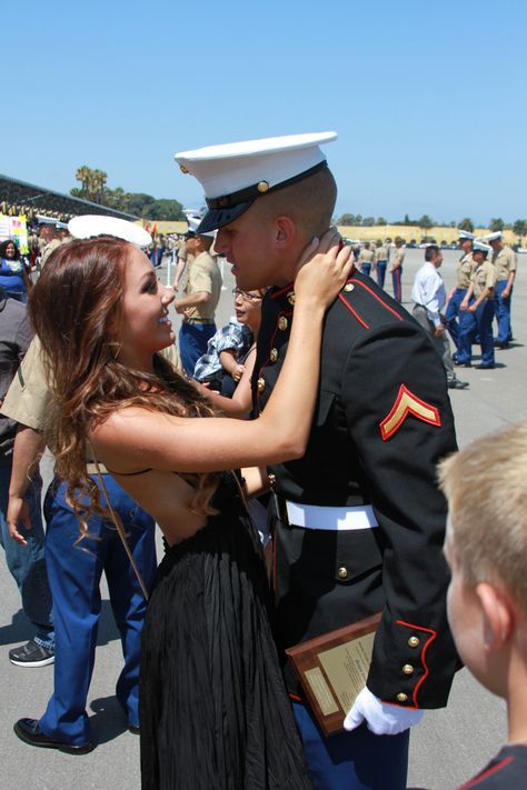 USMC girlfriend Marine And Girlfriend Pictures, Marine Wife Aesthetic, Military Girlfriend Aesthetic, Navy Wife Aesthetic, Military Wife Aesthetic, Marine Relationship, Marine Girlfriend Tattoos, Marines Graduation, Marine Girlfriend Pictures