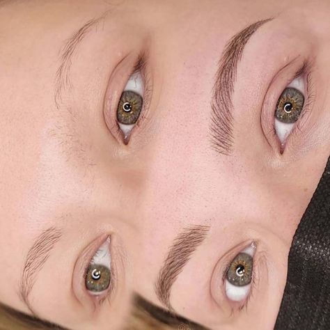 Natural Brow Tattoo, Natural Nano Brows, Natural Microbladed Eyebrows, Nanobrows Before And After, Nanoblading Eyebrows Before And After, Nano Combo Brows, Nano Strokes Eyebrows, Brow Tattoo Permanent Makeup, Nano Brow Pattern