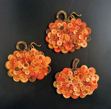 Pumpkin Crafts, Button Art, Button Crafts, Old Jewelry, Modern Outfits, Pumpkins, Halloween Decorations, To Start, Sign Up