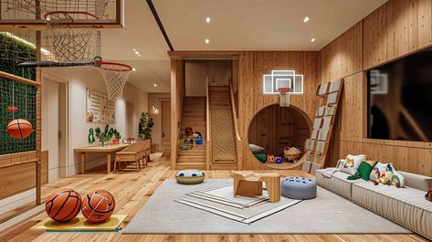 21 Luxury Playroom Ideas to Spark Imagination - Oh La De Main Floor Playroom, Kids Gameroom Ideas, Playarea Kids Livingroom, Basement Kids Hangout, Luxury Playroom, Large Playroom, Modern Kids Playroom, Vintage Playroom, Organized Playroom