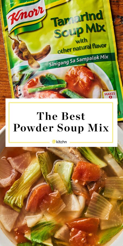 This 69-Cent Powdered Soup Mix Is Instant Comfort Easy Sinigang Recipe, Tamarind Soup Recipes, Sinigang Soup, Cheap Soup, Tamarind Soup, Pork Sinigang, Sinigang Recipe, Tamarind Recipes, Knorr Recipes