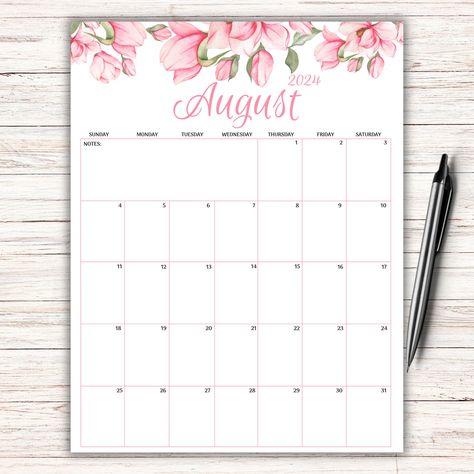 Fillable Calendar, Monthly Schedule, August Calendar, 2024 Planner, Blue Text, School Calendar, Planner Monthly, Kids Calendar, Adobe Acrobat