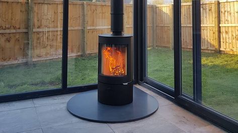 Log Burner Orangery, Extension With Log Burner, Orangery Extension With Log Burner, Conservatory Wood Burner, Stove In Conservatory, Side Extension, Log Burning Stoves, Roof Flashing, Multi Fuel Stove