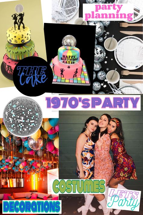 1970s Party Theme Vision Board / Party Planning Vision Board Kit 1970 Theme Party Ideas Decor, 70s 18th Birthday Party, 70s Theme Centerpiece Ideas, Seventies Birthday Party Ideas, Disco Party Decorations Diy 70s, 1974 Themed Party, Seventies Party Ideas 1970s, 1970 Birthday Party Ideas, 70’s Party Decorations