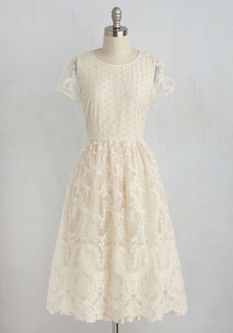 https://api.shopstyle.com/action/apiVisitRetailer?url=http%3A%2F%2Fwww.modcloth.com%2Fshop%2Fdresses%2Fmemorable-matrimony-dress-in-ivory&pid=uid3809-33358553-5 Sabyasachi Gown, Turquoise Wedding Dresses, Wedding Dresses For Older Women, Embellished Wedding Dress, Sage Green Bridesmaid Dress, Turquoise Wedding, Retro Vintage Dresses, Calf Length Dress, Green Bridesmaid Dresses