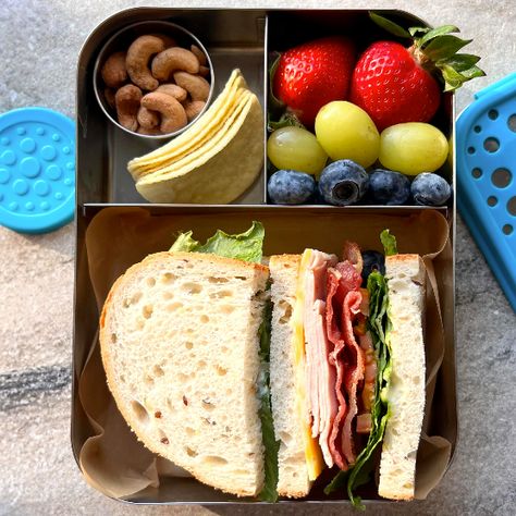 A terrific trio! This sandwich from @lunchboxmafia is bacon us crazy!! 🥓😂 Unhealthy Lunch Ideas, Lunch Box Ideas For Husband, School Lunch Ideas Hot Food, Sandwich Lunch Box Ideas, Luch Ideas For Middle School, Lunch Ideas Asian, Kids Lunch Box Ideas Schools, Adult Lunch Box Ideas, School Lunch Sandwiches