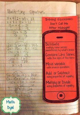 Math Dyal: Solving Equations Mnemonic Device Teaching Algebra, Math 8, School Algebra, Sixth Grade Math, Math Notebook, Math Interactive, Maths Algebra, Math Interactive Notebook, Solving Equations